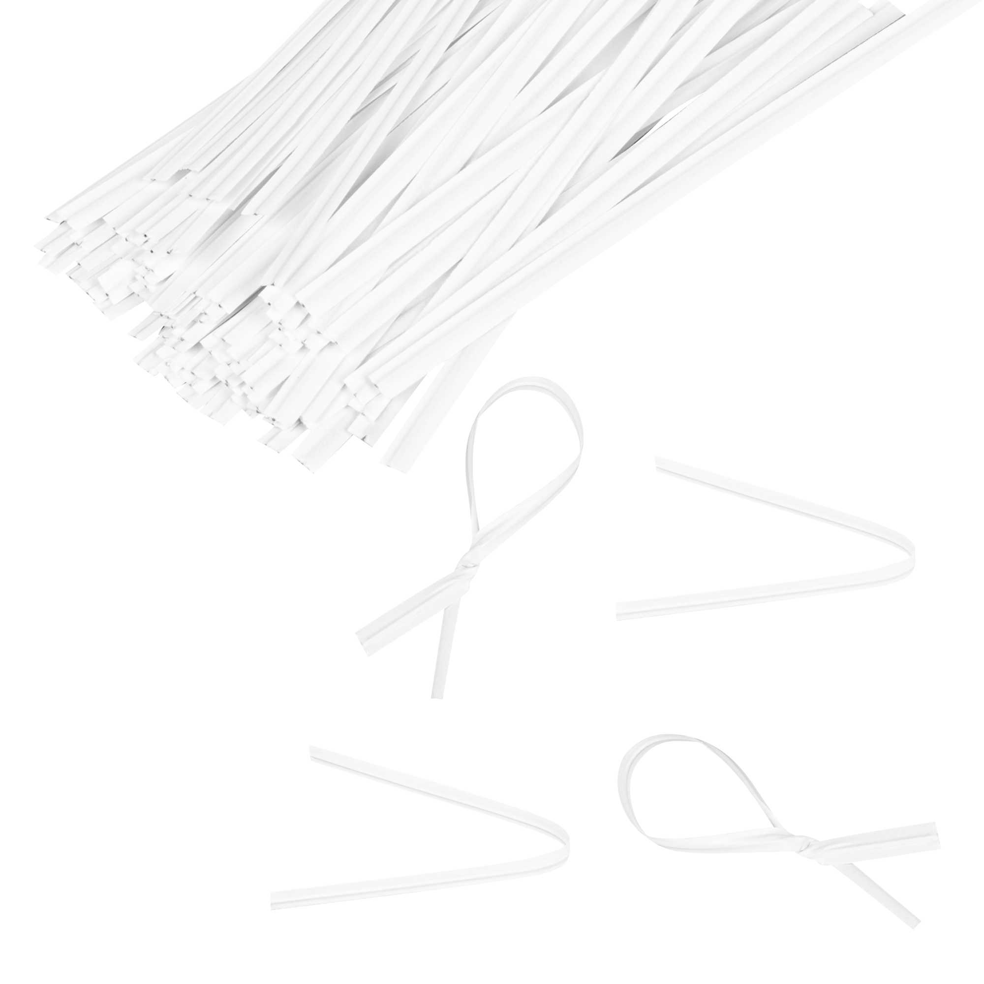 Bag Tek White Paper Twist Tie / Bag Tie - Laminated - 4" - 500 count box