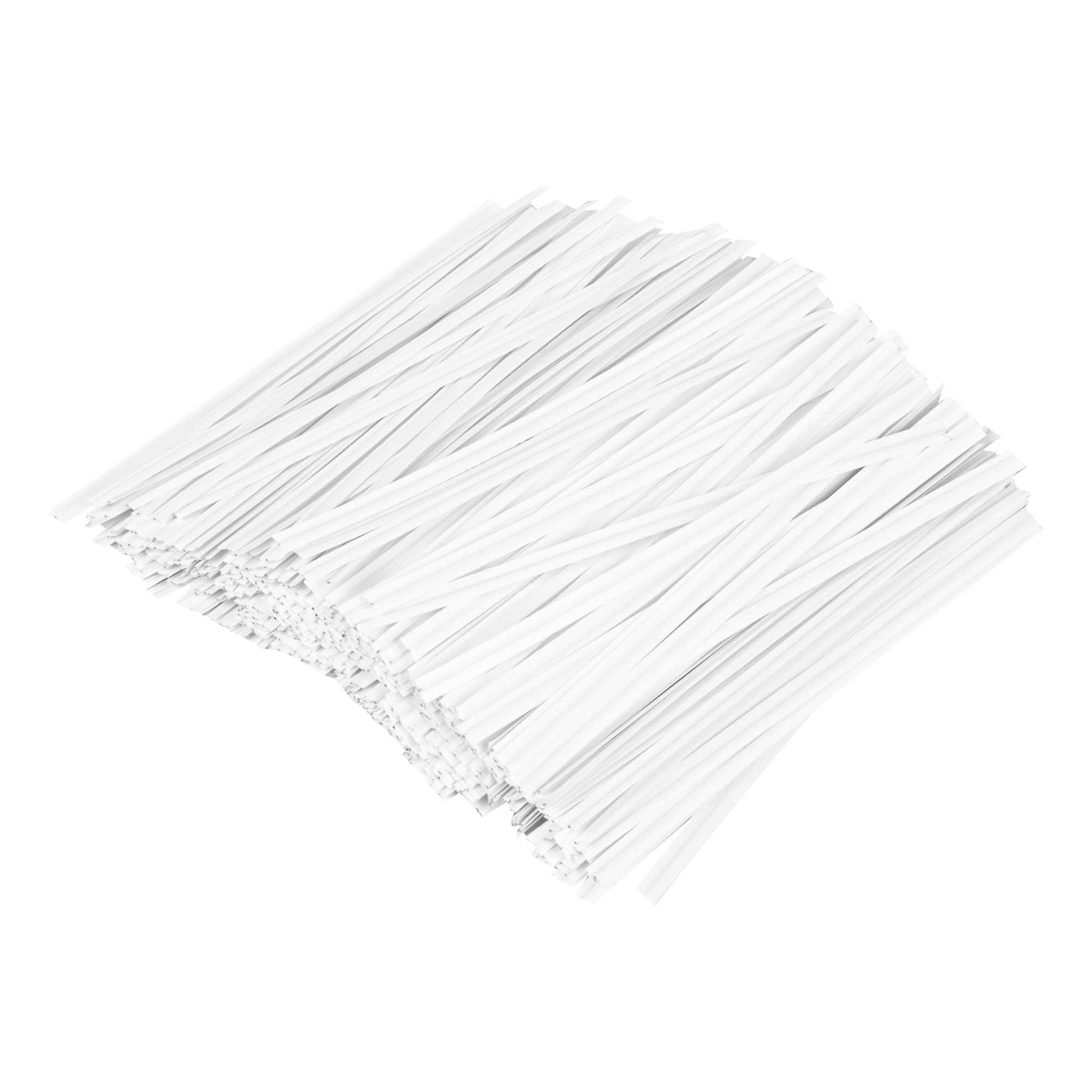 Bag Tek White Paper Twist Tie / Bag Tie - Laminated - 4" - 50000 count box