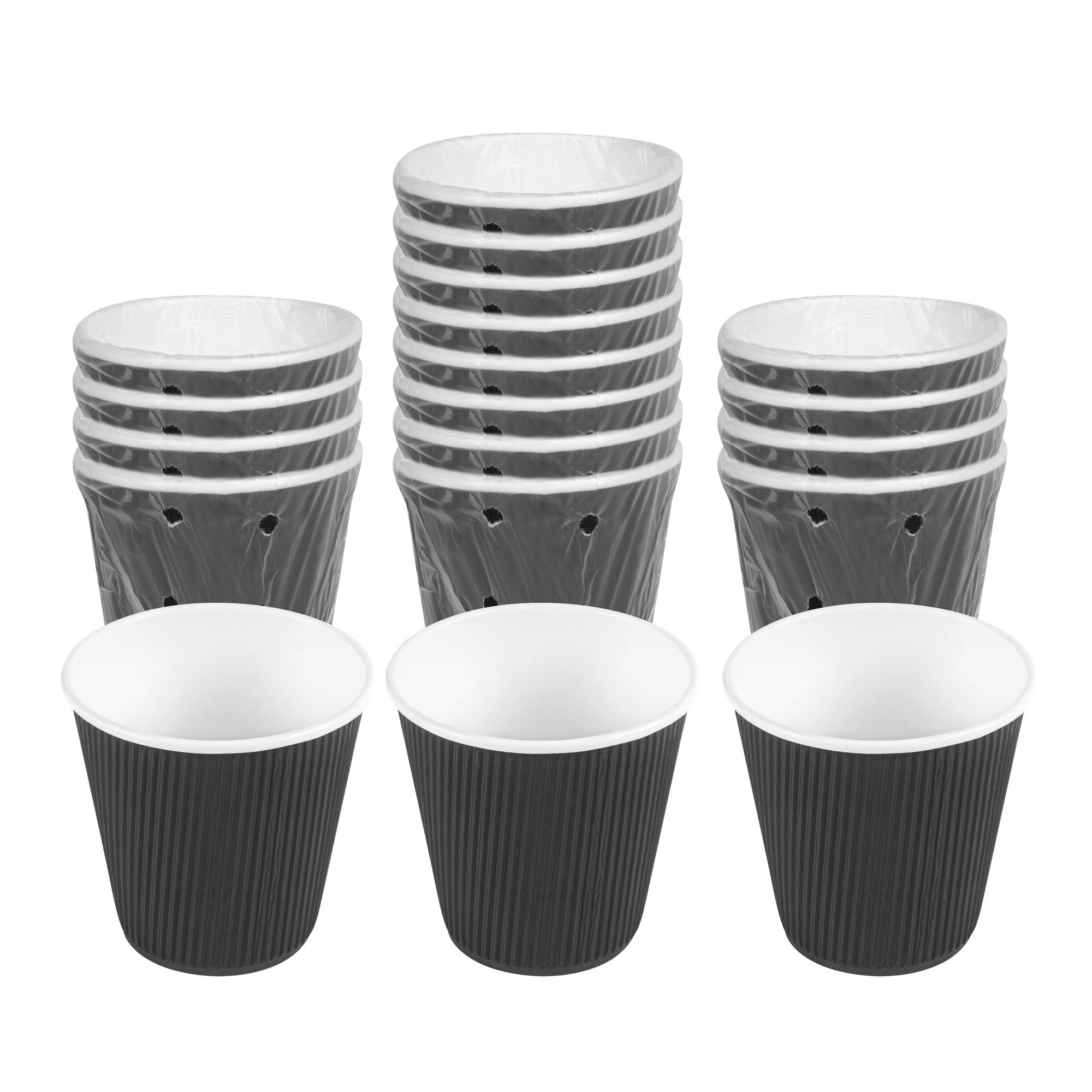 Restpresso 8 oz Black Paper Hot Cup - Individually Wrapped, Ripple Wall - 500 count box