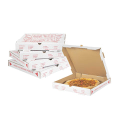 Pizzaly White and Red Corrugated Pizza Box - Pizzeria Doodle Print - 14