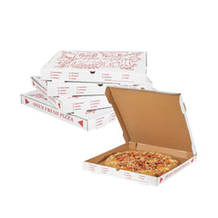 Pizzaly White and Red Corrugated Pizza Box - Pizzeria Doodle Print - 20