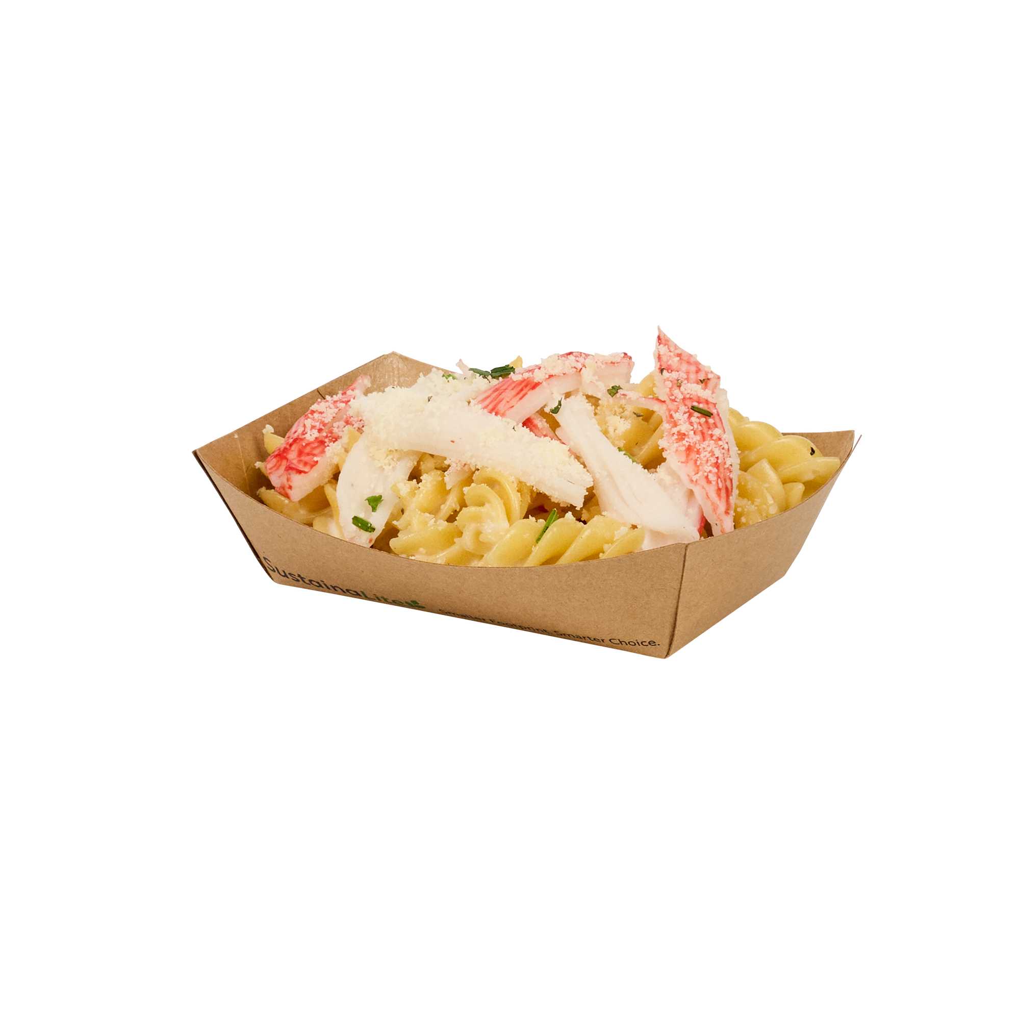 SustainaLite 4 oz #40 Kraft Paper Food Tray / Boat - with PE Lining - 3 3/4" x 2" x 1 1/4" - 1000 count box