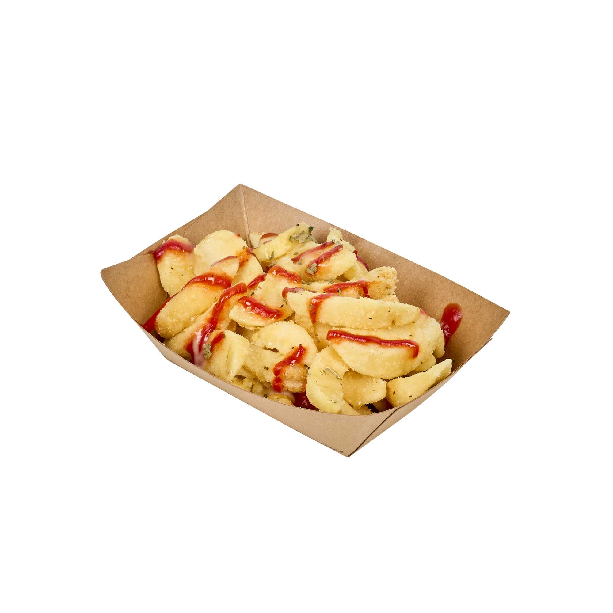 SustainaLite 7 oz #50 Kraft Paper Food Tray / Boat - with PE Lining - 3 1/2" x 2 1/4" x 1 1/2" - 250 count box