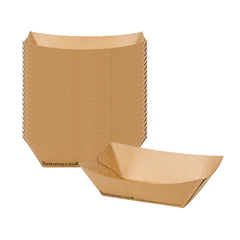 SustainaLite 7 oz #50 Kraft Paper Food Tray / Boat - with PE Lining - 3 1/2