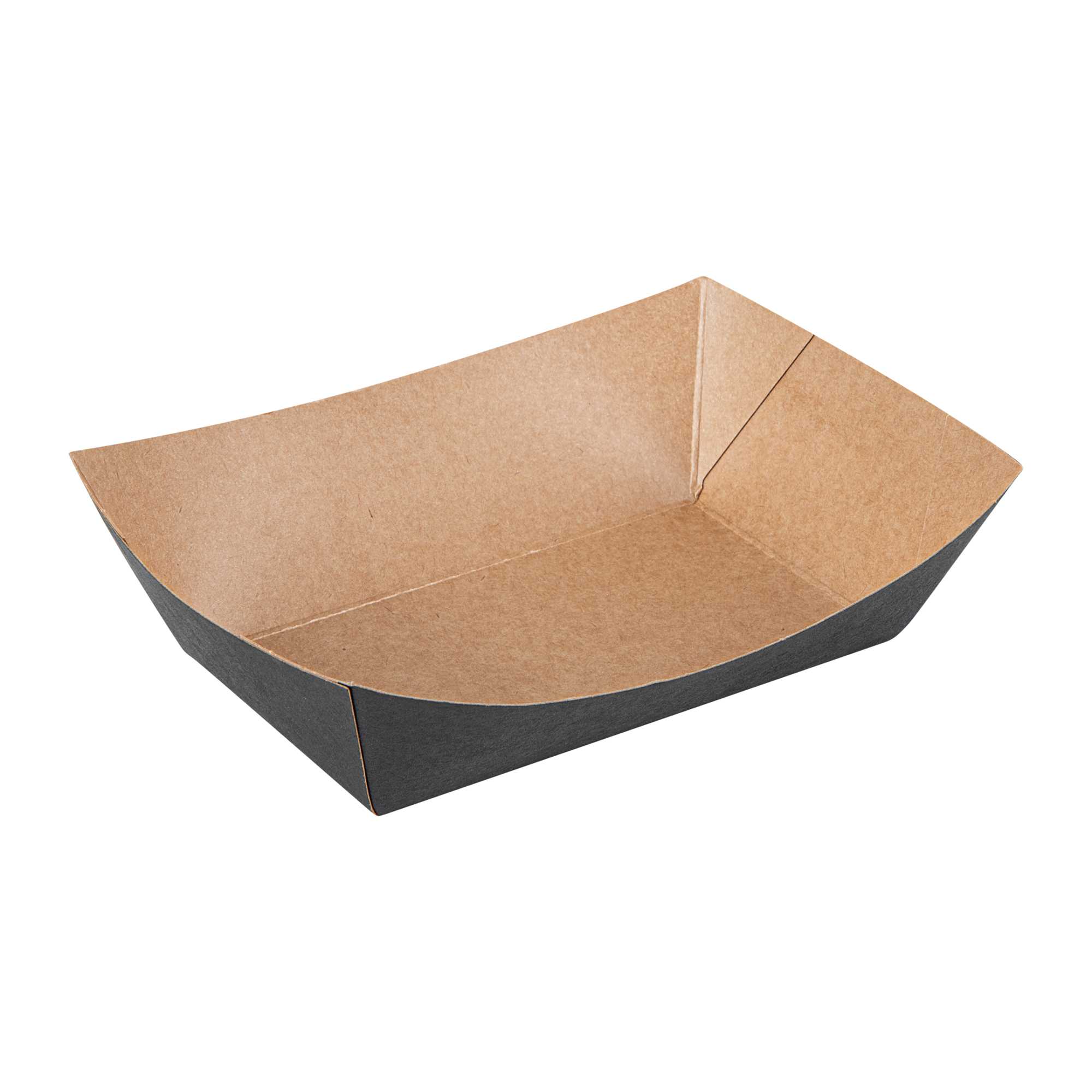 Bio Tek 1 lb Black Paper #200 Food Tray / Boat - 7 1/4" x 5 3/4" x 2" - 200 count box