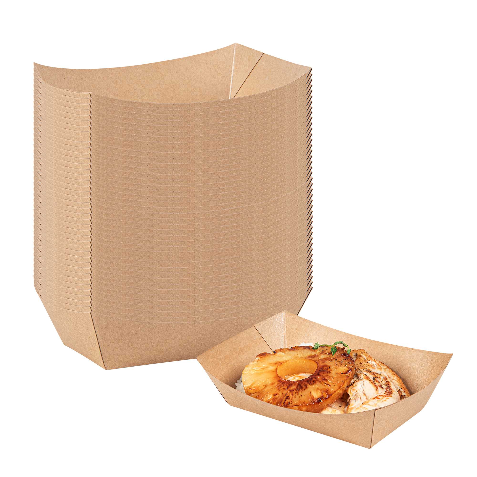 Bio Tek 1 lb Kraft Paper #200 Food Tray / Boat - 7 1/4" x 5 3/4" x 2" - 200 count box