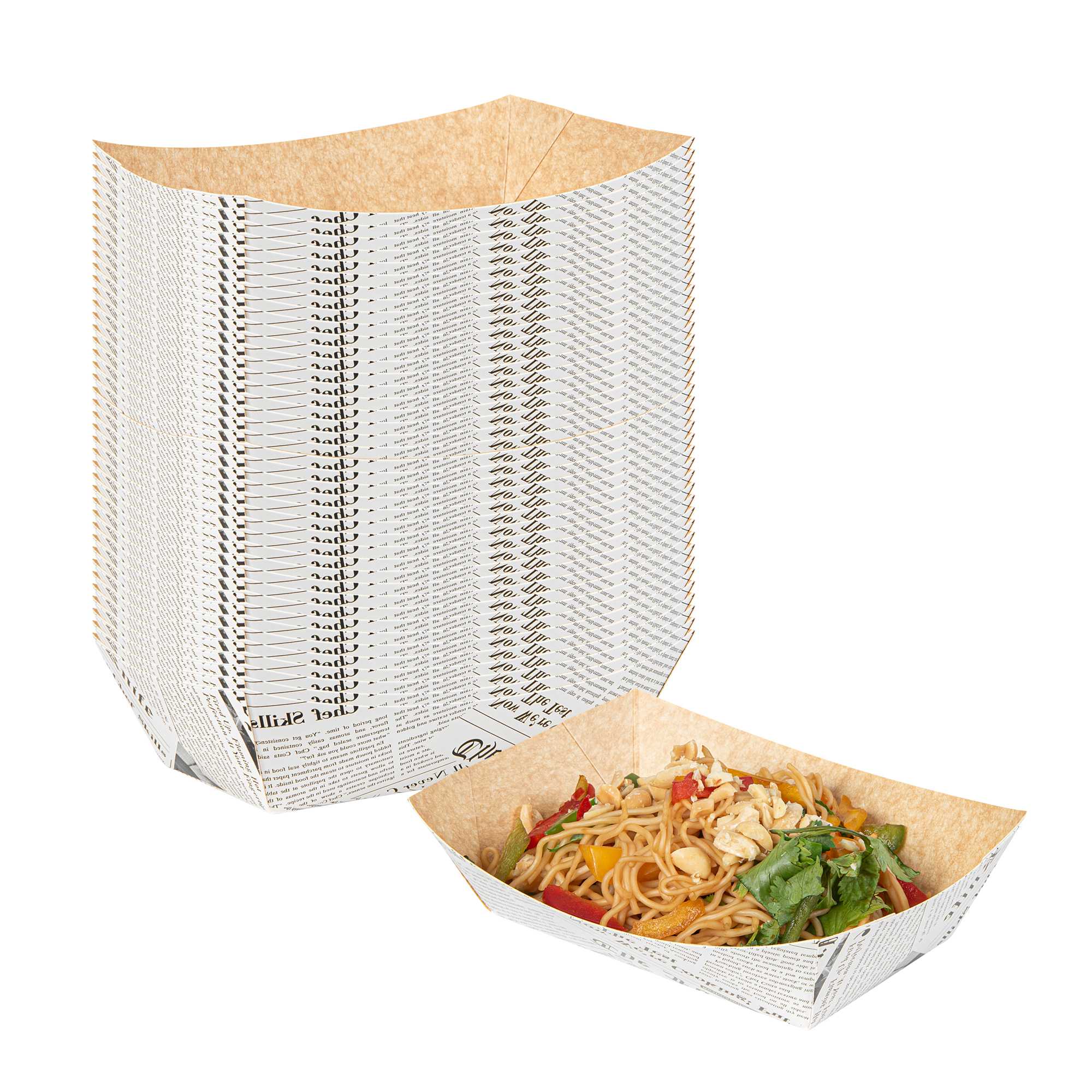 Bio Tek 1 lb Newsprint Paper #200 Food Tray / Boat - 7 1/4" x 5 3/4" x 2" - 50 count box
