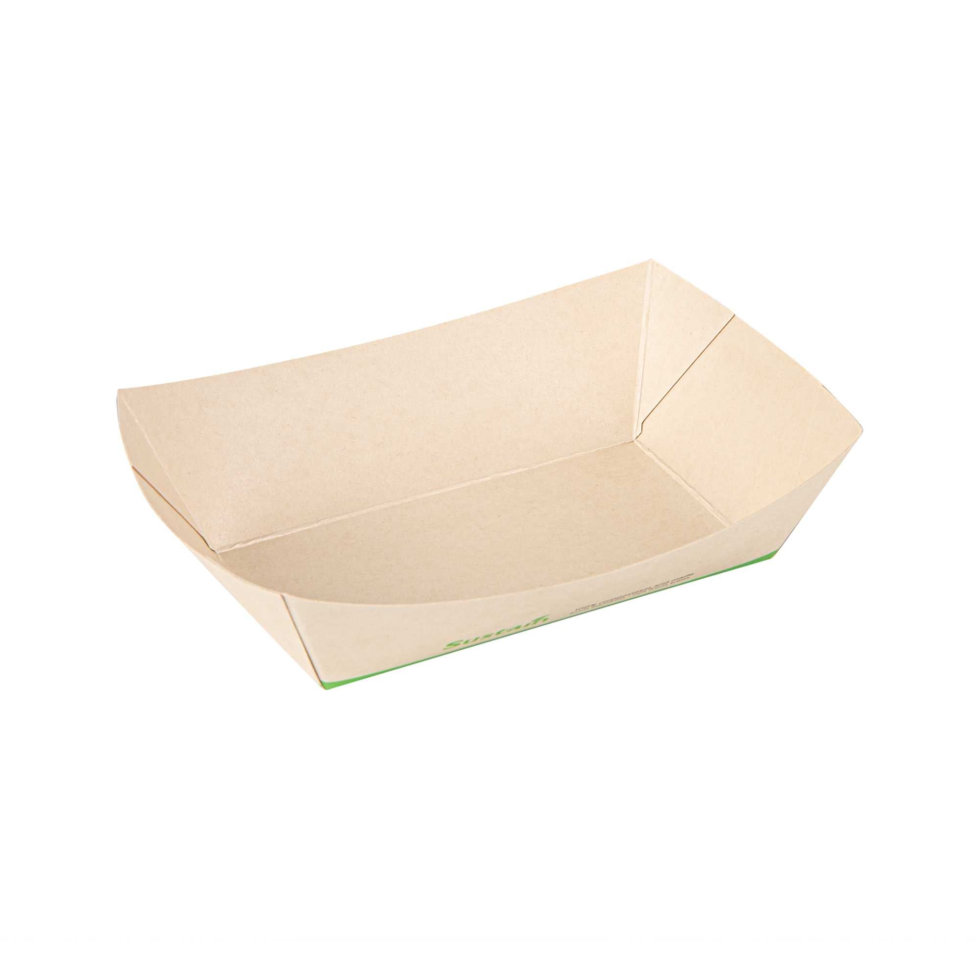 Sustain 1 lb Bamboo Paper #200 Food Tray / Boat - with PLA Lining, Compostable - 7 1/4" x 5 3/4" x 2" - 200 count box
