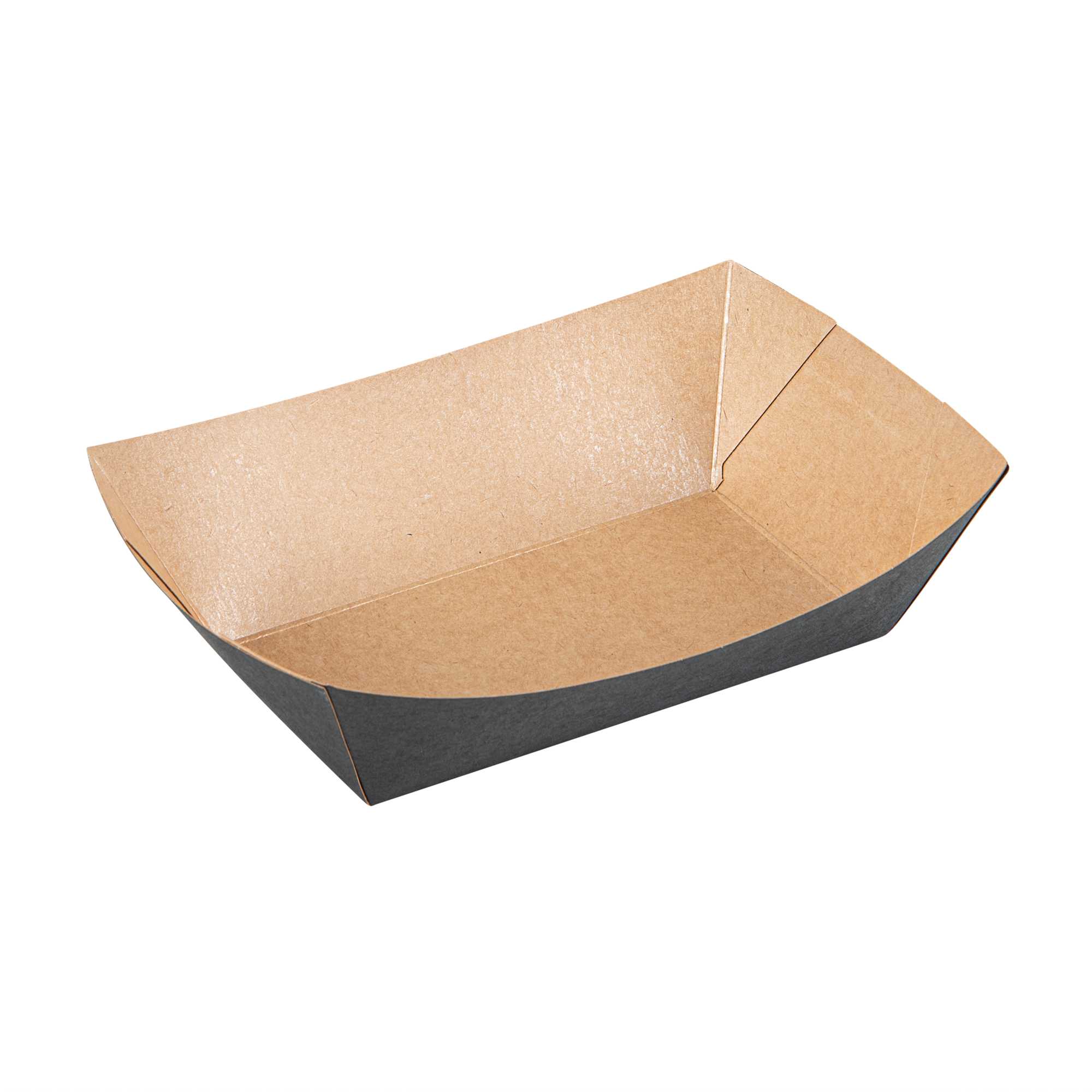 Bio Tek 1 1/2 lb Black Paper #300 Food Tray / Boat - 7 1/2" x 5 3/4" x 2 1/4" - 50 count box