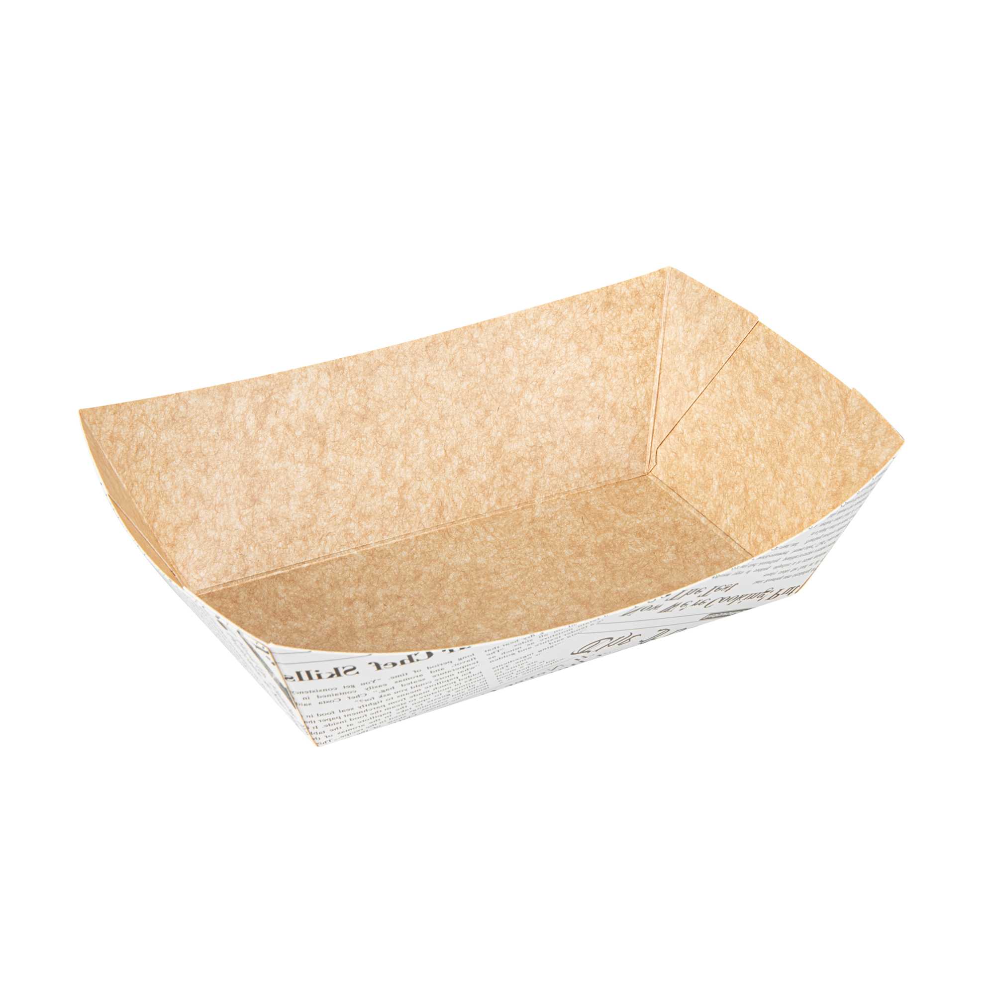 Bio Tek 1 1/2 lb Newsprint Paper #300 Food Tray / Boat - 7 1/2" x 5 3/4" x 2 1/4" - 50 count box