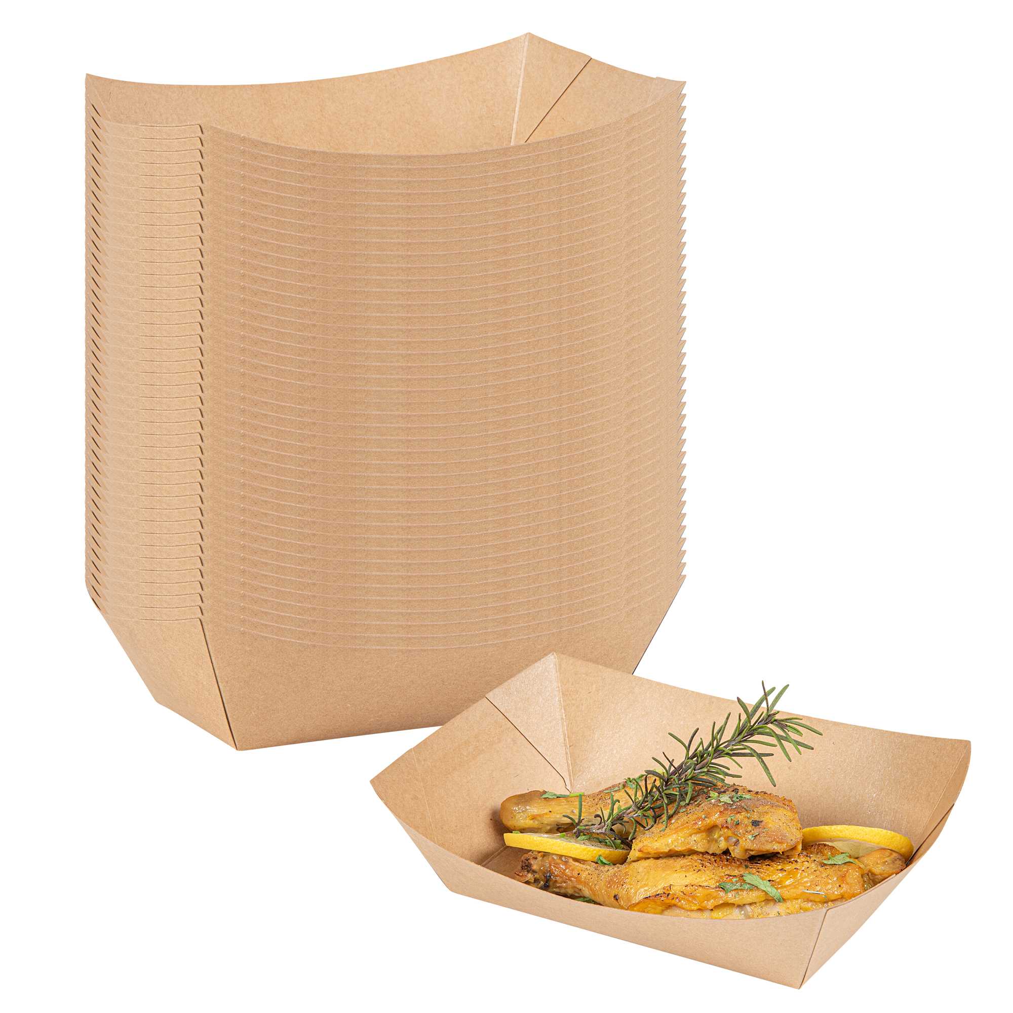 Bio Tek 2 lb Kraft Paper #500 Food Tray / Boat - 8 3/4" x 6 3/4" x 2 1/4" - 50 count box
