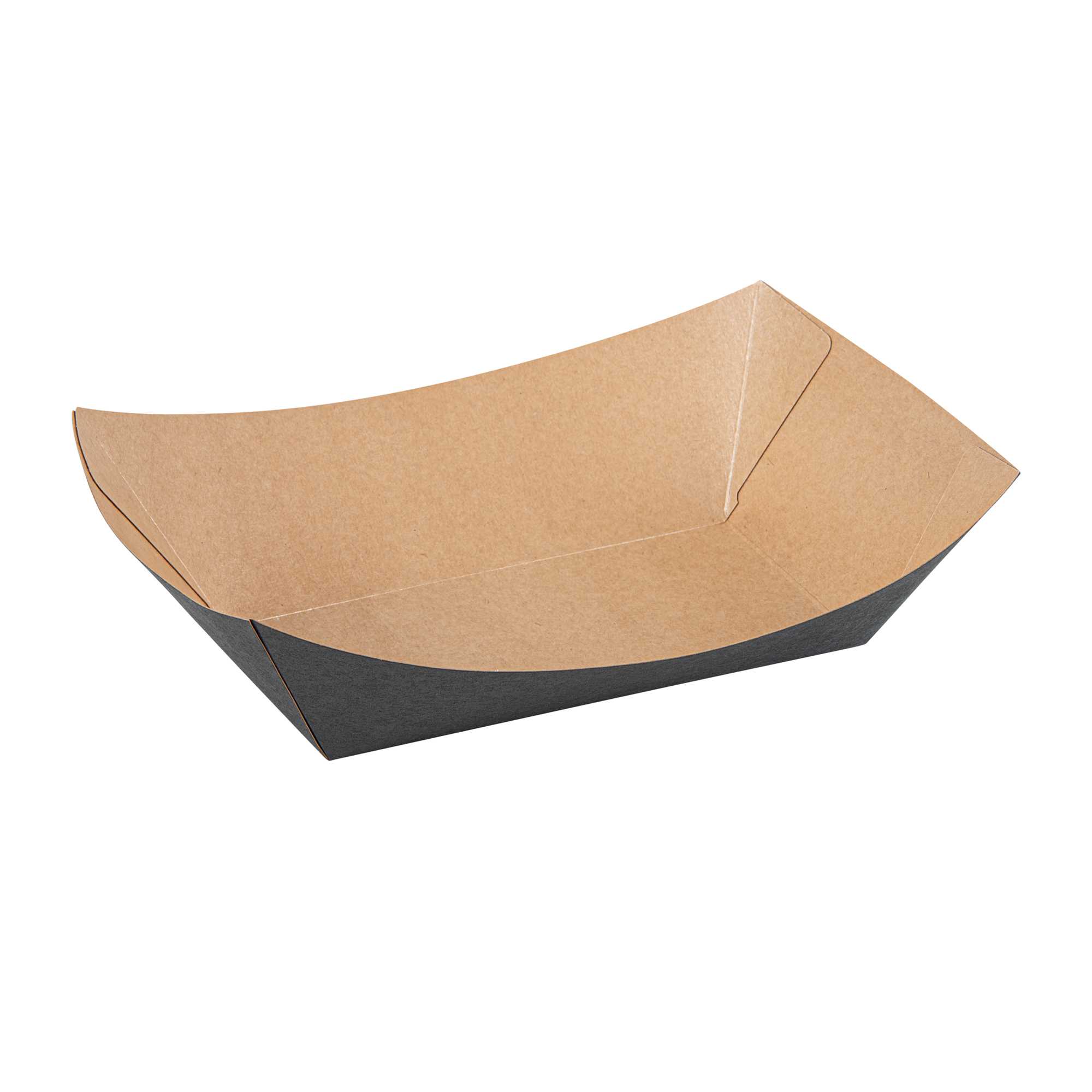 Bio Tek 2 1/2 lb Black Paper #1000 Food Tray / Boat - 9 1/4" x 7" x 3" - 200 count box