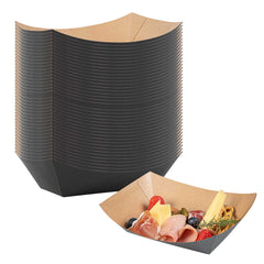 Bio Tek 2 1/2 lb Black Paper #1000 Food Tray / Boat - 9 1/4