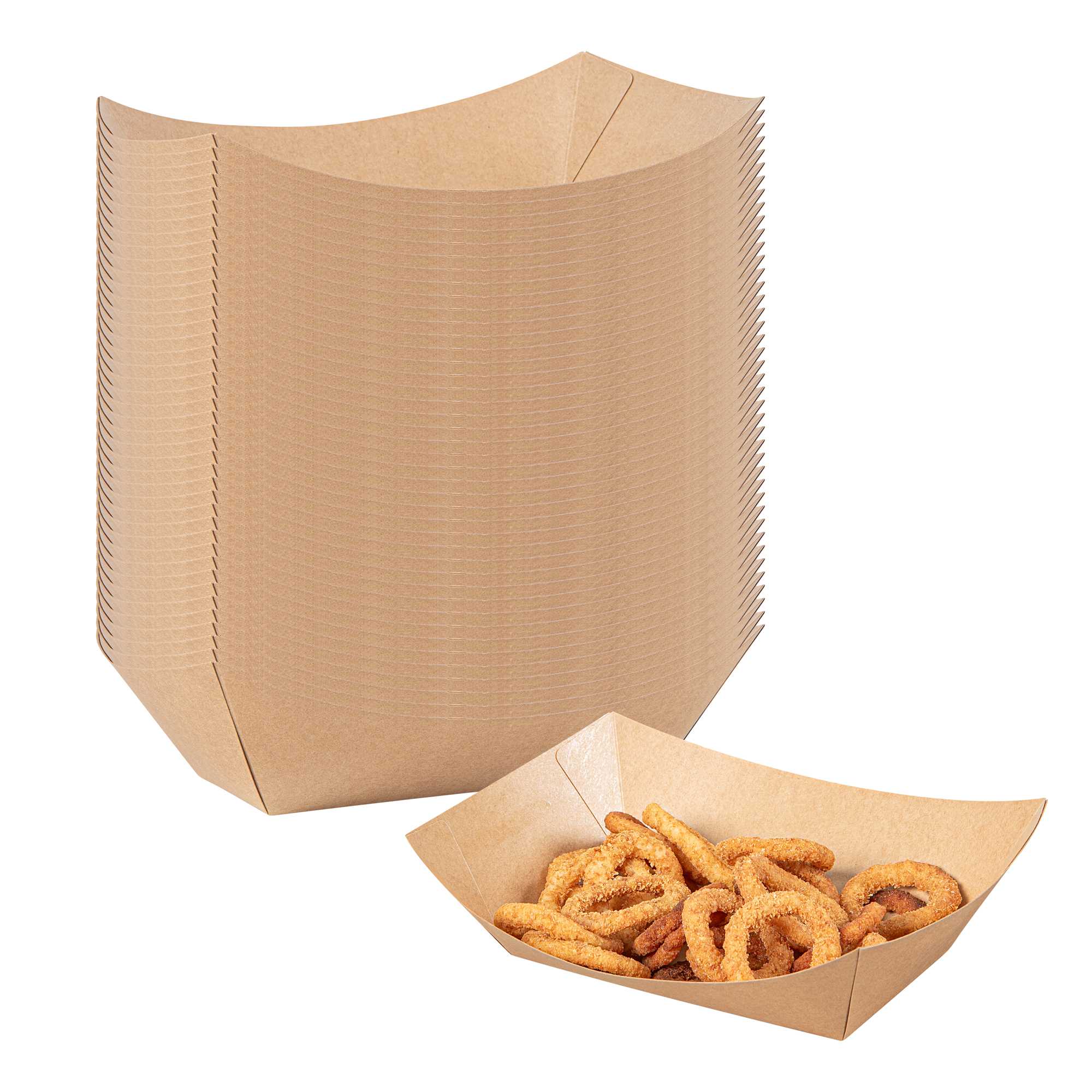 Bio Tek 2 1/2 lb Kraft Paper #1000 Food Tray / Boat - 9 1/4" x 7" x 3" - 200 count box