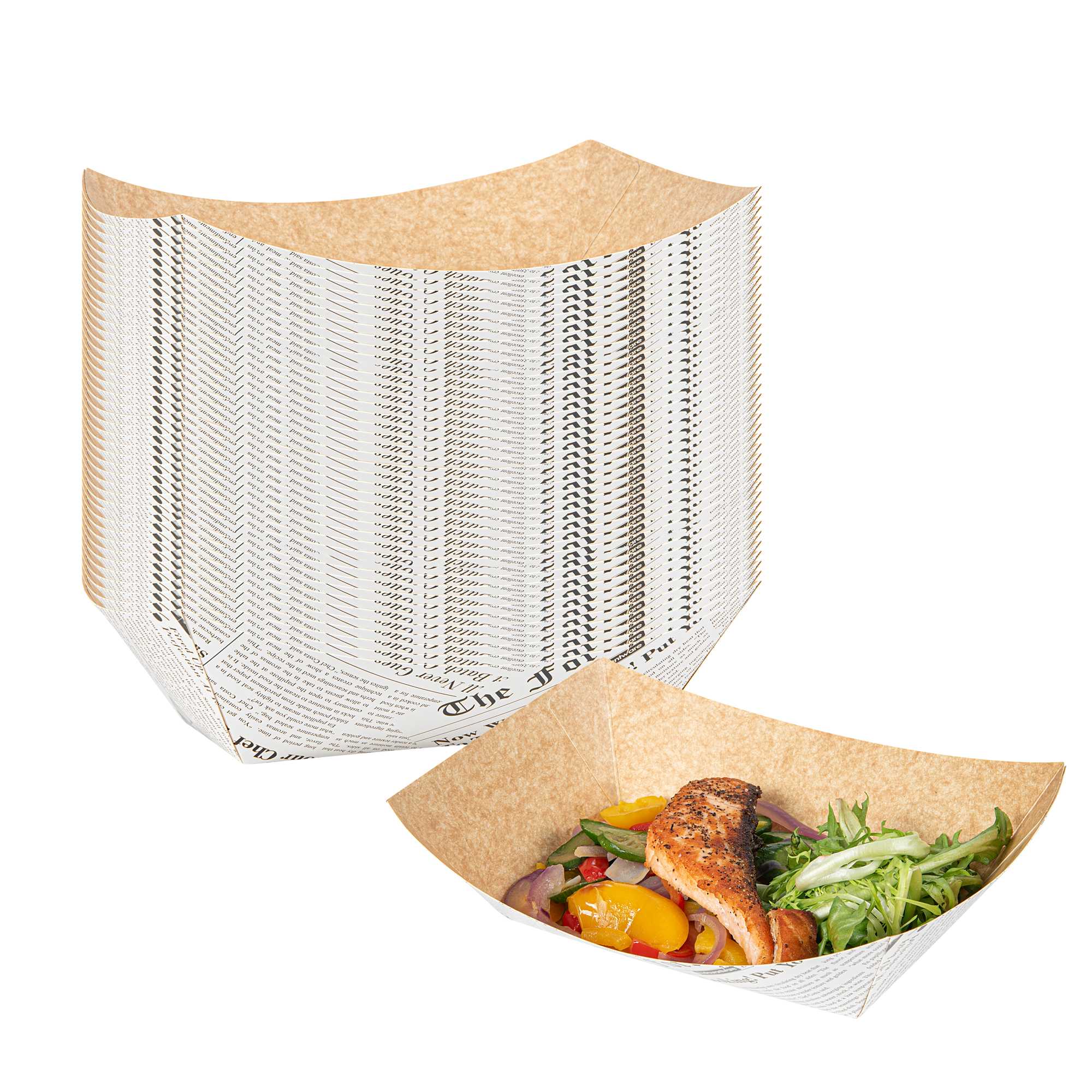 Bio Tek 2 1/2 lb Newsprint Paper #1000 Food Tray / Boat - 9 1/4" x 7" x 3" - 50 count box