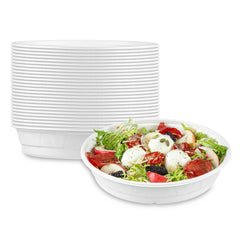 Pulp Safe No PFAS Added 50 oz Round White Sugarcane / Bagasse Bowl - Home Compostable - 10