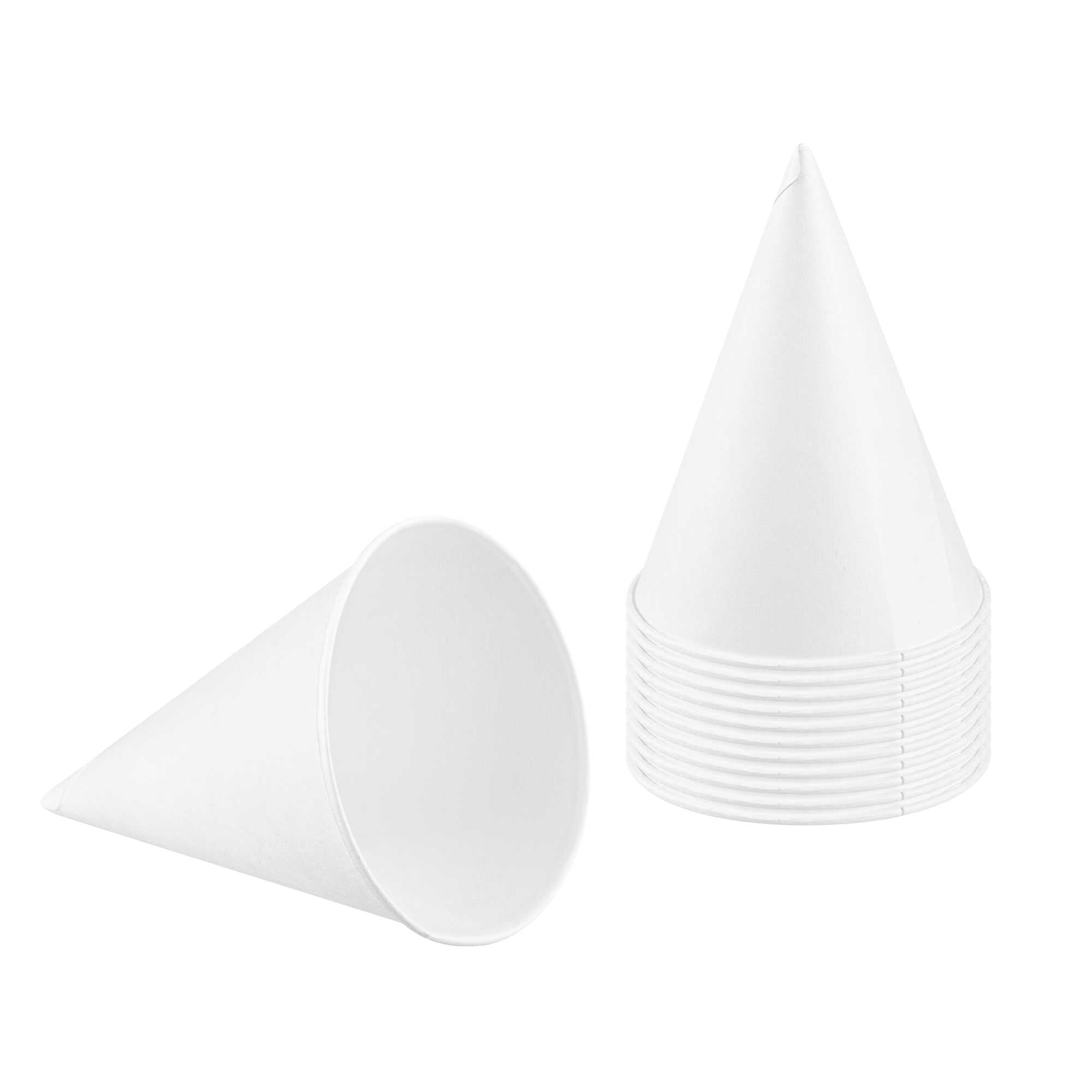 Med Supply 5 oz White Rolled Rim Paper Cone Cup - Home Compostable, Biodegradable - 3" x 3" x 3 3/4" - 200 count box