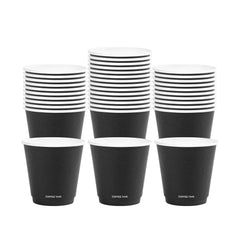 Restpresso 8 oz Black Embossed Paper Coffee Cup - Double Wall - 3 1/2
