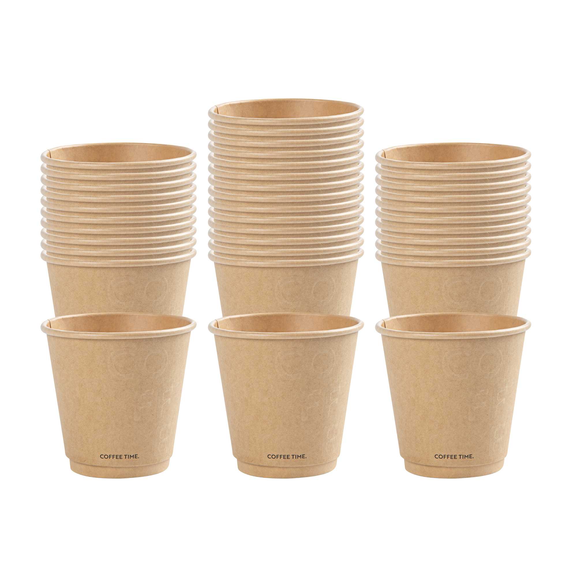 Restpresso 8 oz Kraft Embossed Paper Coffee Cup - Double Wall - 3 1/2" x 3 1/2" x 3 1/4" - 500 count box