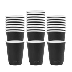 Restpresso 12 oz Black Embossed Paper Coffee Cup - Double Wall - 3 1/2