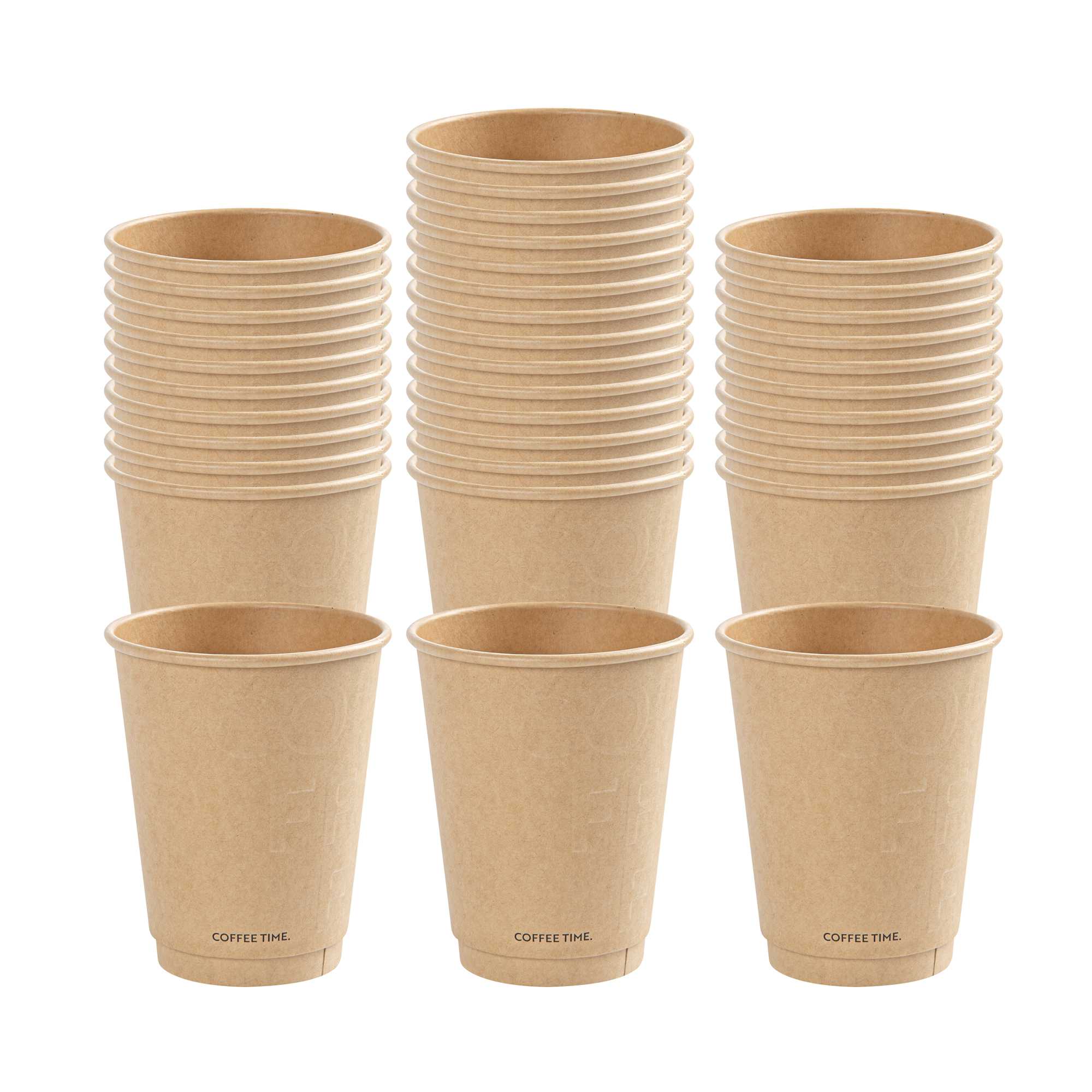 Restpresso 12 oz Kraft Embossed Paper Coffee Cup - Double Wall - 3 1/2" x 3 1/2" x 4 1/4" - 500 count box