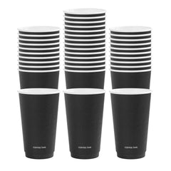 Restpresso 16 oz Black Embossed Paper Coffee Cup - Double Wall - 3 1/2