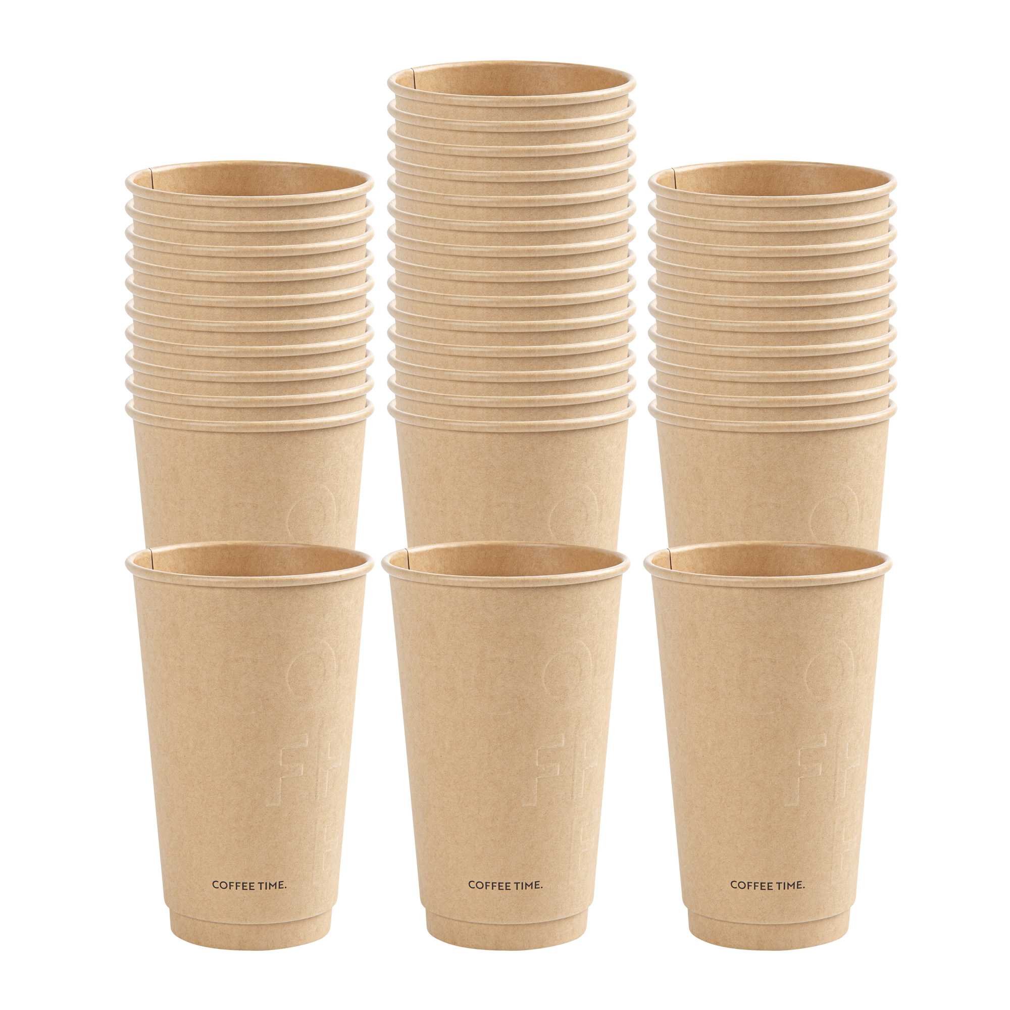 Restpresso 16 oz Kraft Embossed Paper Coffee Cup - Double Wall - 3 1/2" x 3 1/2" x 5 1/2" - 500 count box