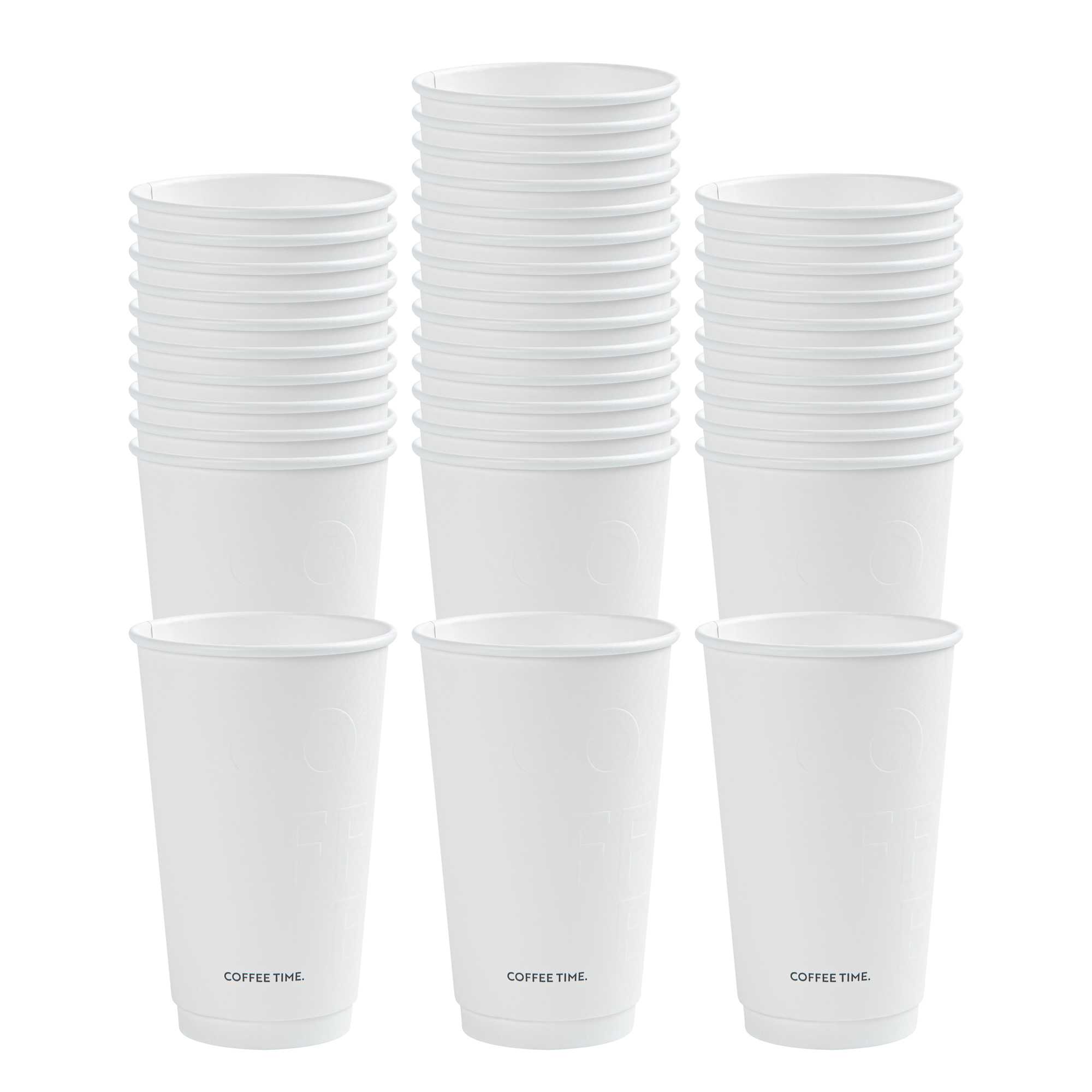 Restpresso 16 oz White Embossed Paper Coffee Cup - Double Wall - 3 1/2" x 3 1/2" x 5 1/2" - 500 count box