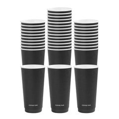 Restpresso 20 oz Black Embossed Paper Coffee Cup - Double Wall - 3 1/2