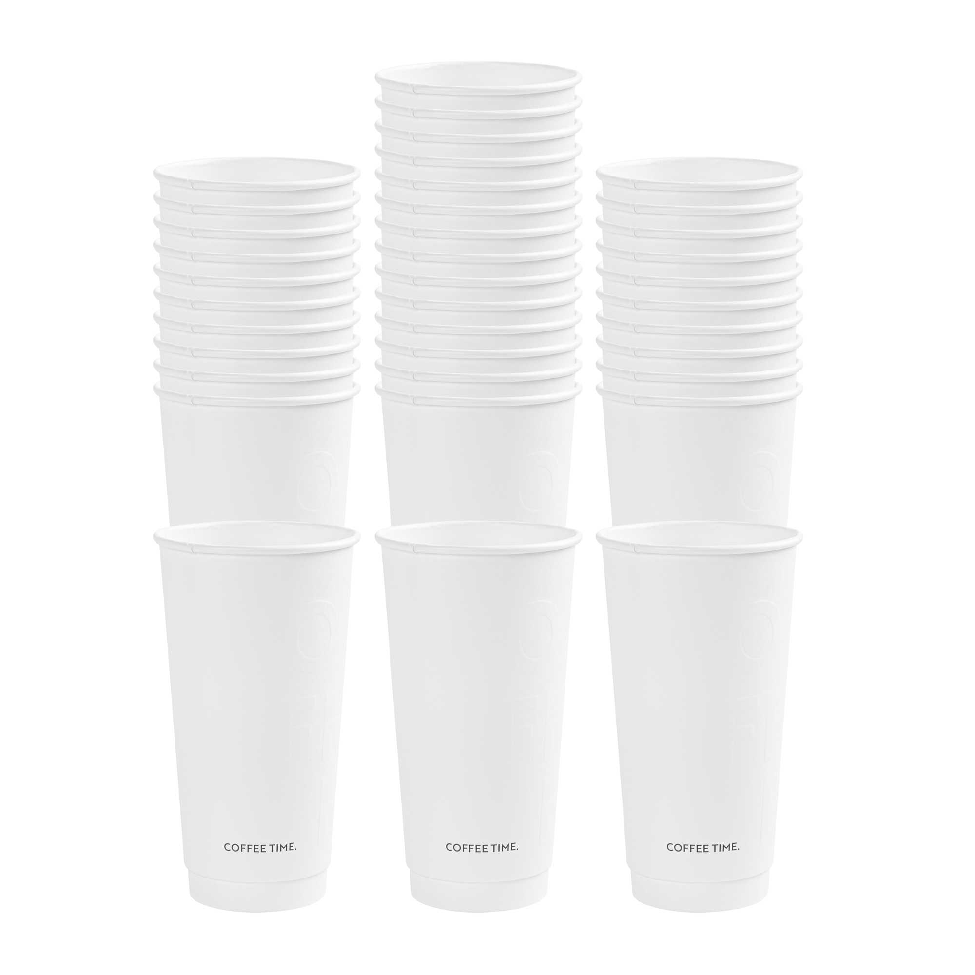 Restpresso 20 oz White Embossed Paper Coffee Cup - Double Wall - 3 1/2" x 3 1/2" x 6 1/4" - 250 count box