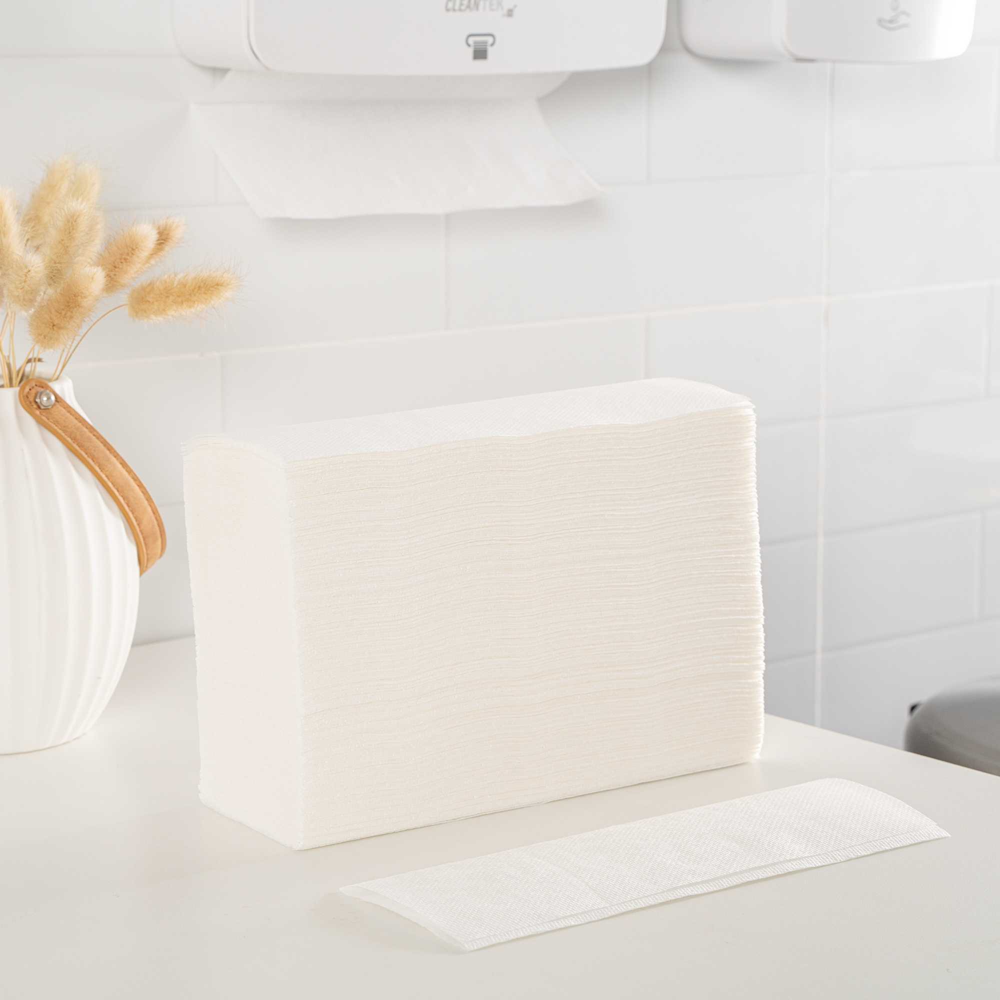 Clean Tek Professional White Paper Towel - M-Fold (Multifold), Through-Air-Dry (TAD) - 9" x 9" - 250 count box