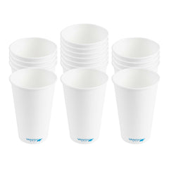 Vanish 16 oz White Paper Coffee Cup - Water-Based Coating, Compostable, Single Wall - 1000 count box
