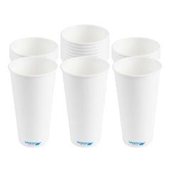 Vanish 20 oz White Paper Coffee Cup - Water-Based Coating, Compostable, Single Wall - 1000 count box