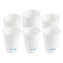Vanish 12 oz White Paper Coffee Cup - Water-Based Coating, Compostable, Double Wall - 25 count box