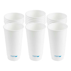 Vanish 20 oz White Paper Coffee Cup - Water-Based Coating, Compostable, Double Wall - 500 count box