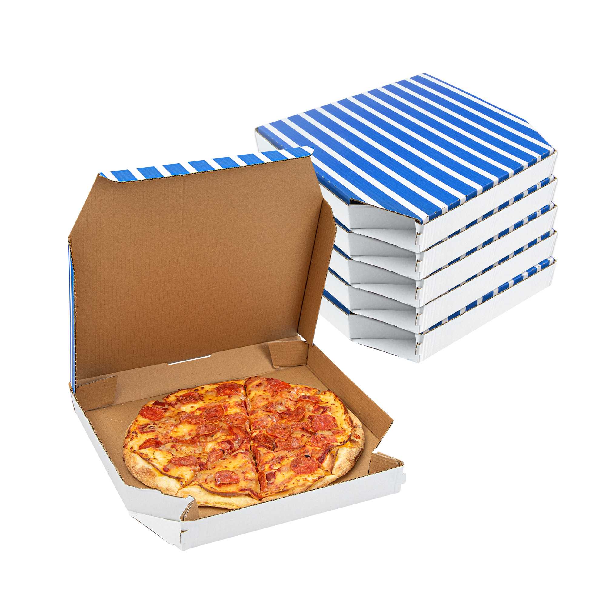 Pizzaly Blue Printed Corrugated Pizza Box - Slanted - 14" x 14" x 2" - 50 count box