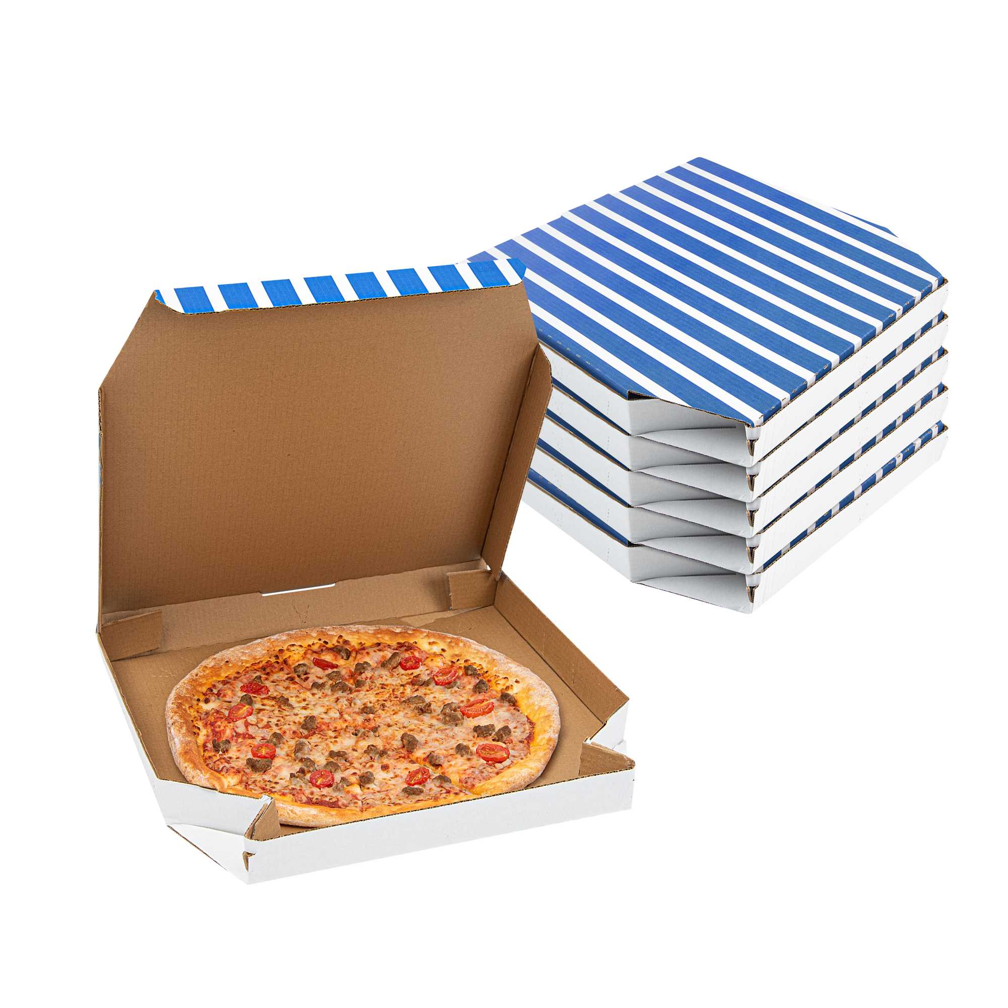 Pizzaly Blue Printed Corrugated Pizza Box - Slanted - 16" x 16" x 2" - 50 count box