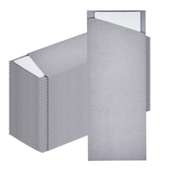 Luxenap Gray Offset Paper Cutlery Pouch - with 2 Ply Napkin - 7 1/2