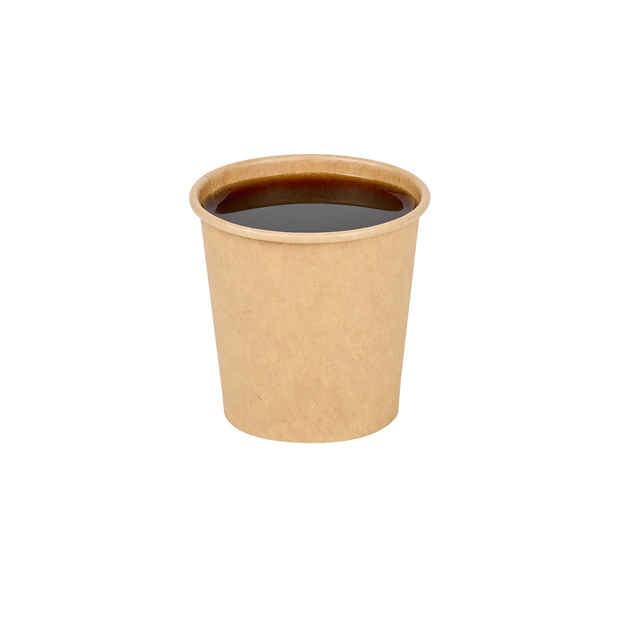 Chef 101 4 oz Unbleached Kraft Paper Coffee Cup - Single Wall - 2 1/2" x 2 1/2" x 2 1/2" - 50 Count Box