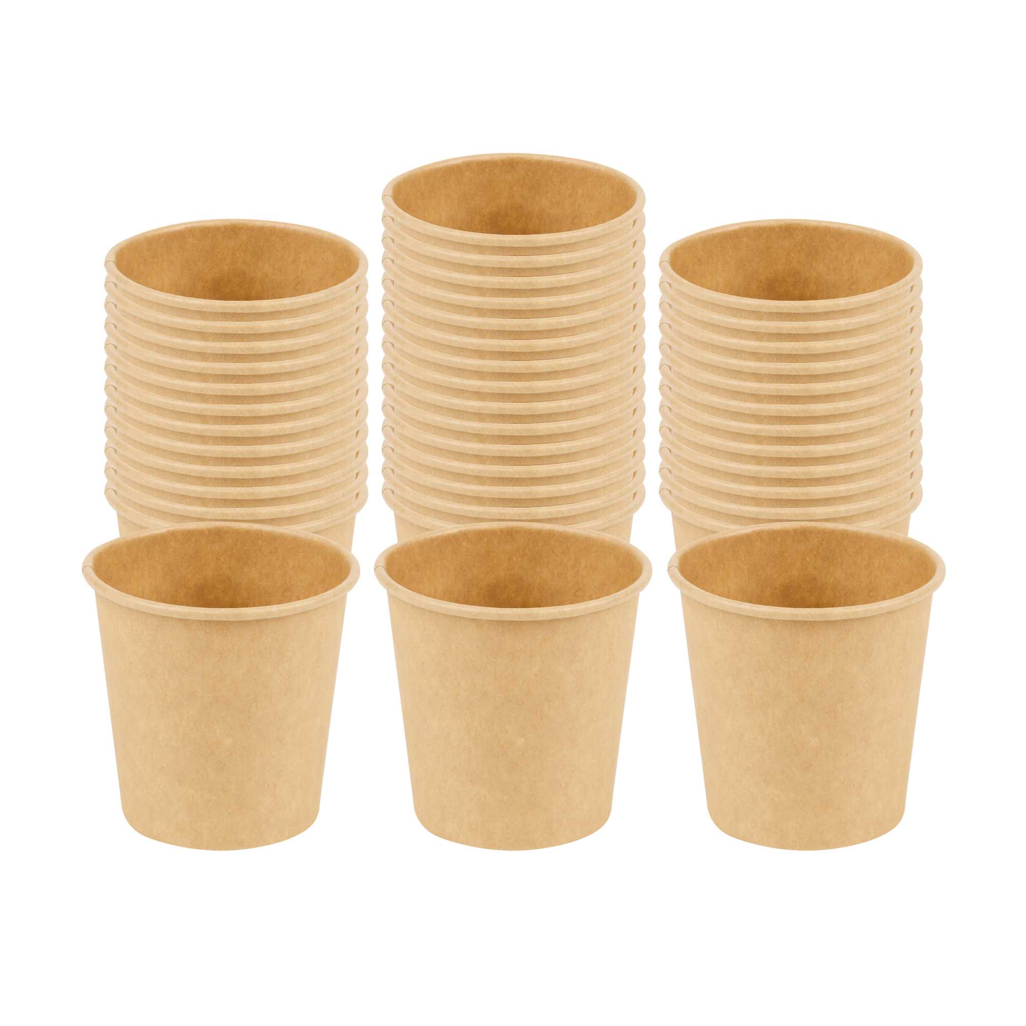 Chef 101 4 oz Unbleached Kraft Paper Coffee Cup - Single Wall - 2 1/2" x 2 1/2" x 2 1/2" - 50 Count Box