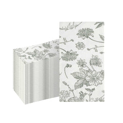 Luxenap 1/6-Fold Green Paper Pocket / Facial Tissue - 3-Ply, Floral Pattern - 13