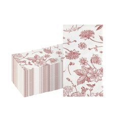 Luxenap 1/6-Fold Red Paper Pocket / Facial Tissue - 3-Ply, Floral Pattern - 13
