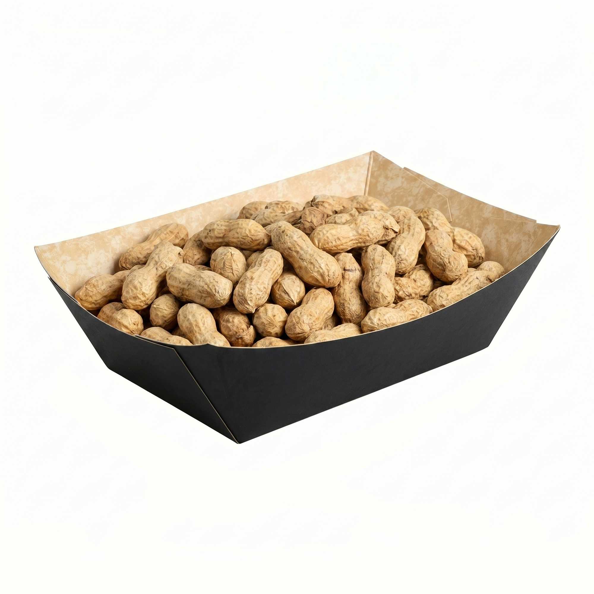 Bio Tek 1/2 lb Black Paper #50 Food Tray / Boat - 4 3/4" x 3 1/2" x 1 1/2" - 50 count box