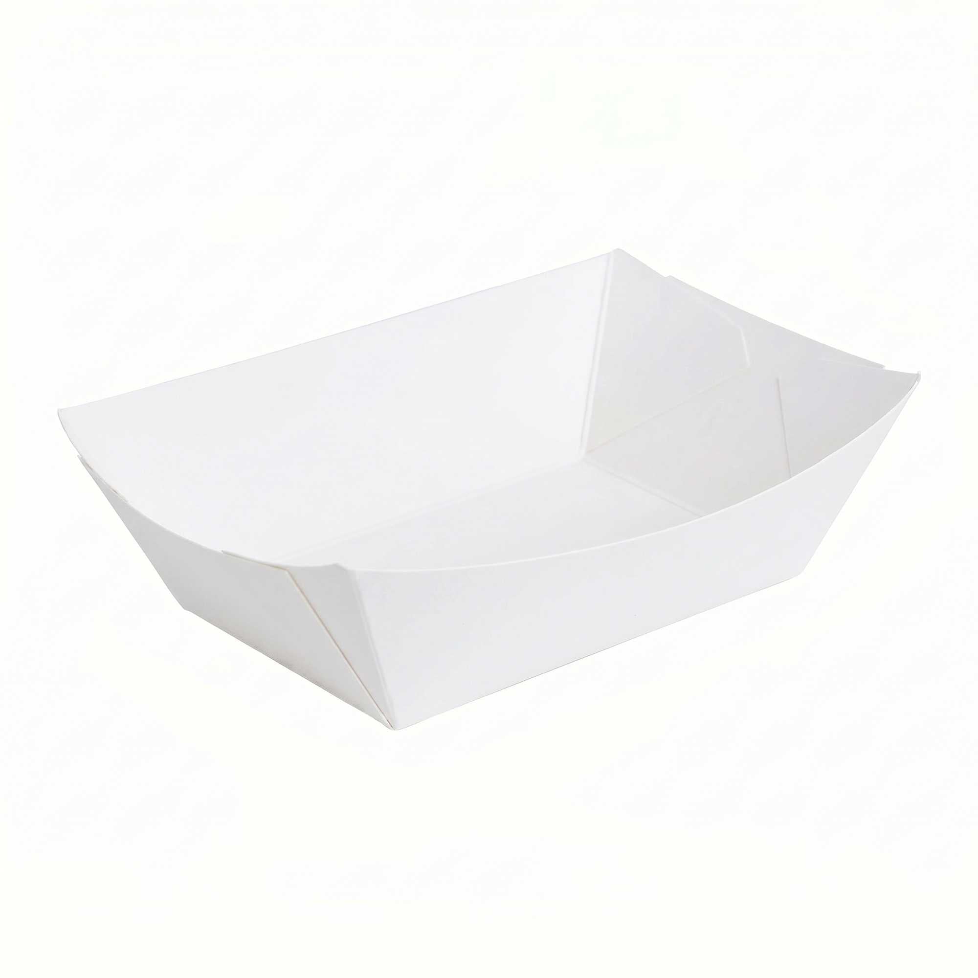 Bio Tek 1/2 lb White Paper #50 Food Tray / Boat - 4 3/4" x 3 1/2" x 1 1/2" - 50 count box