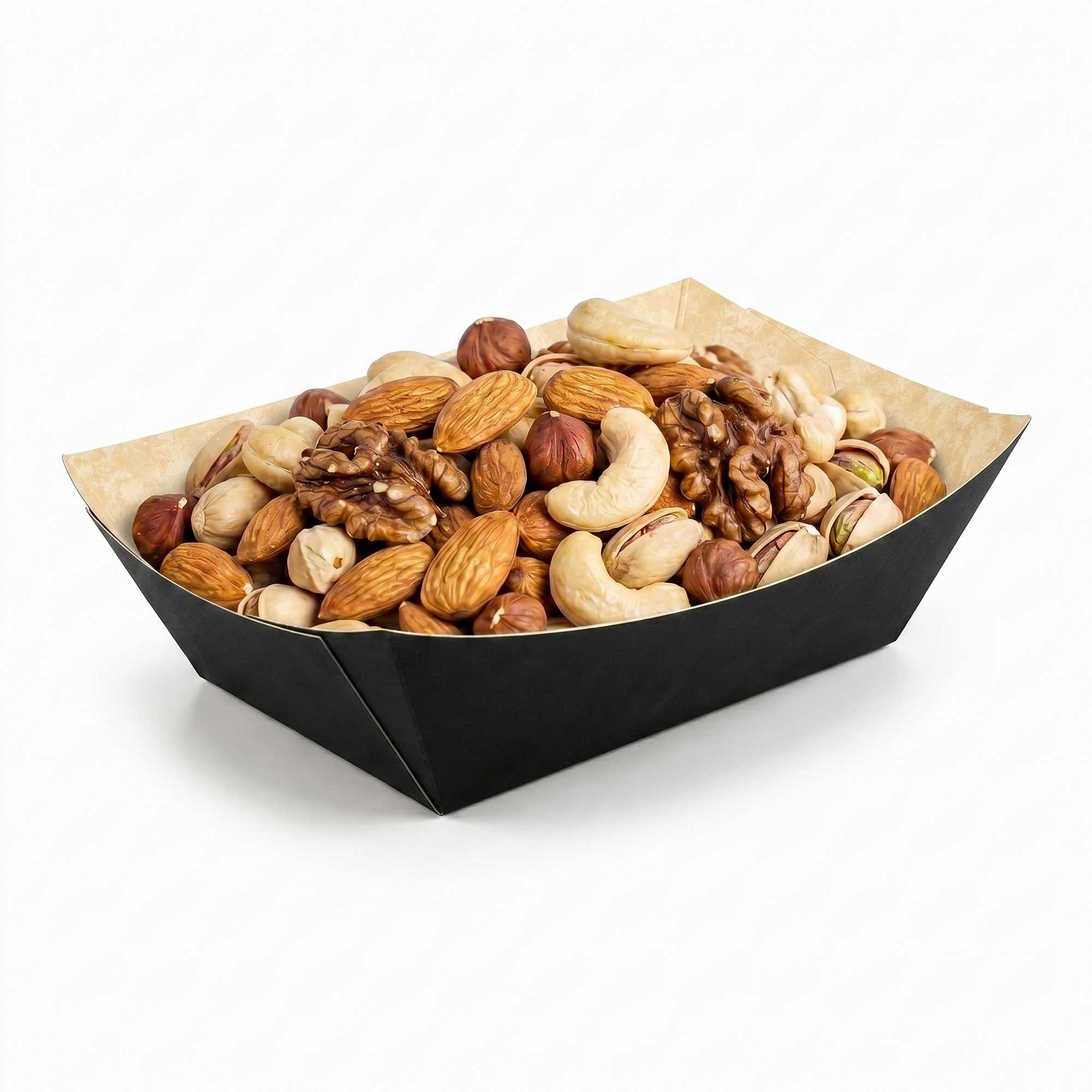Bio Tek 1 lb Black Paper #100 Food Tray / Boat - 5 1/4" x 4" x 1 1/2" - 200 count box