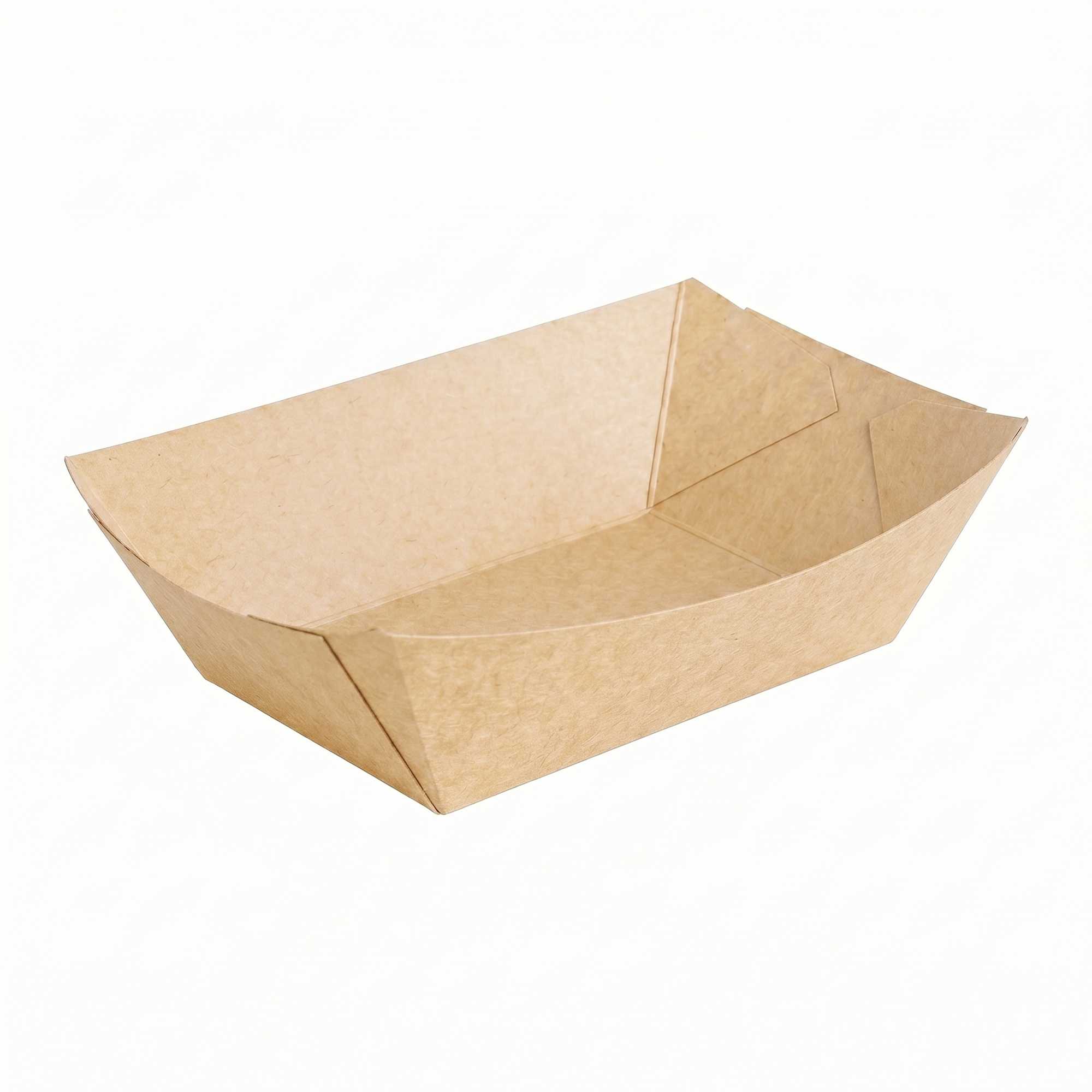 Bio Tek 1 lb Kraft Paper #100 Food Tray / Boat - 5 1/4" x 4" x 1 1/2" - 200 count box