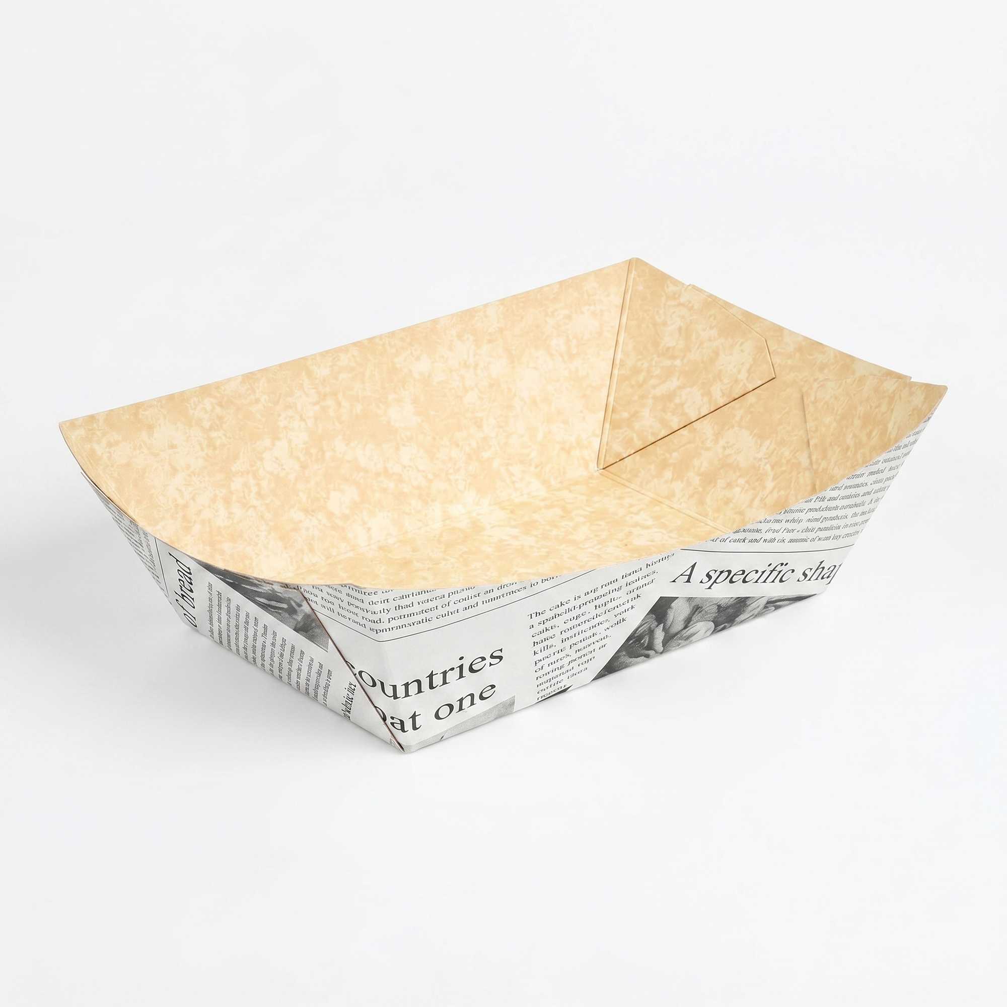 Bio Tek 1 lb Newsprint Paper #100 Food Tray / Boat - 5 1/4" x 4" x 1 1/2" - 200 count box