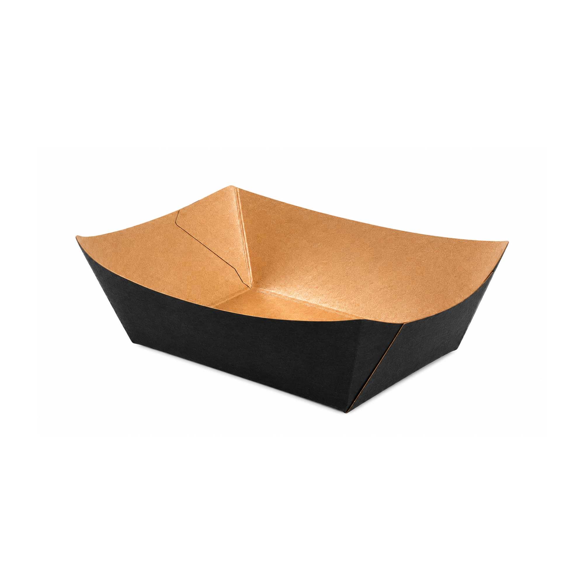 Bio Tek 2 lb Black Paper #200 Food Tray / Boat - 6" x 4 1/2" x 1 1/2" - 50 count box