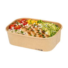 Bio Tek 22 oz Oval Kraft Paper Serving Container - 6 3/4