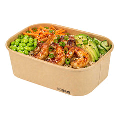 Bio Tek 25 oz Oval Kraft Paper Serving Container - 6 3/4